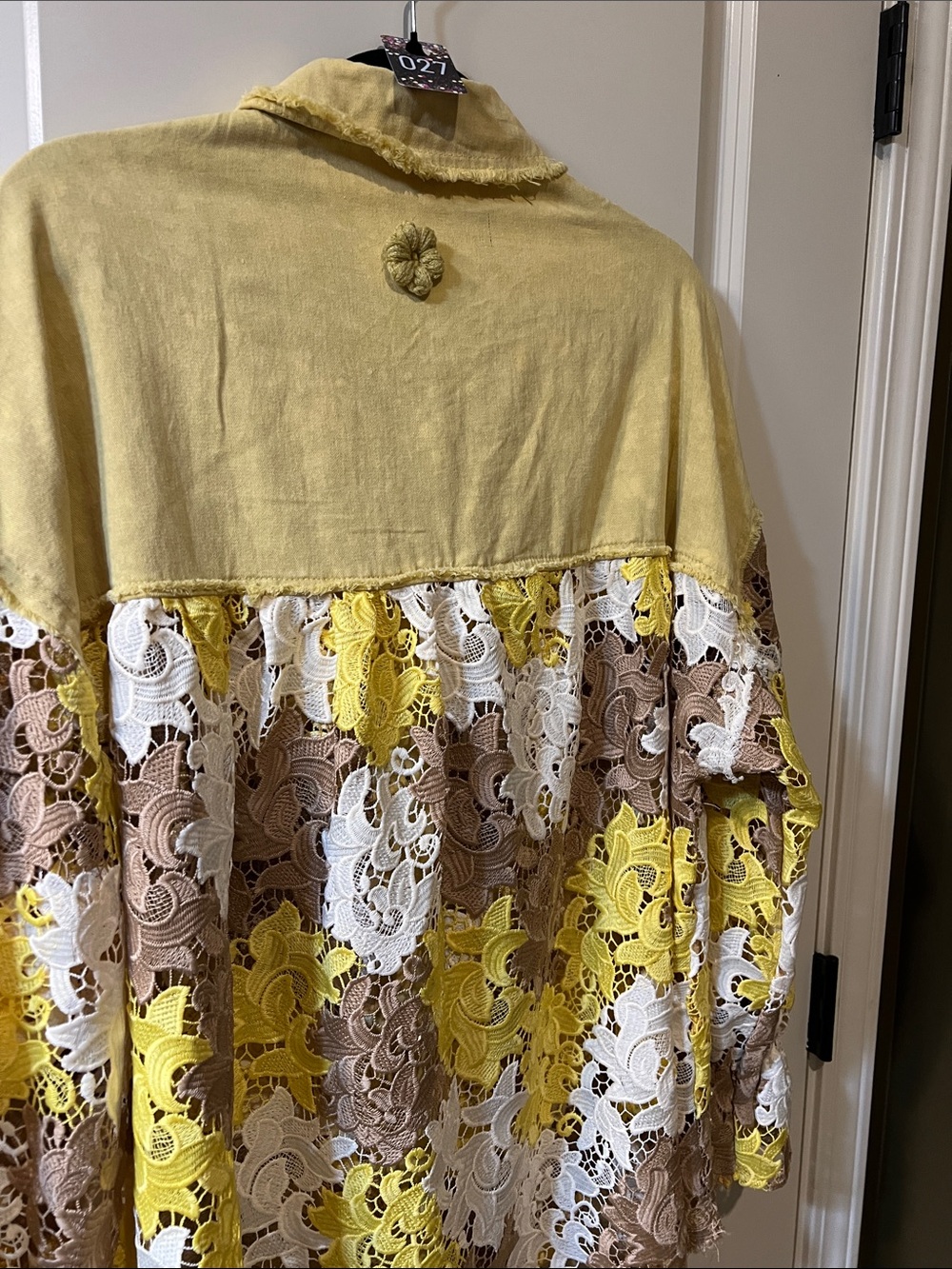 POL Yellow Lace-Panel Jean Jacket/shirt H027 - Picture 7 of 11
